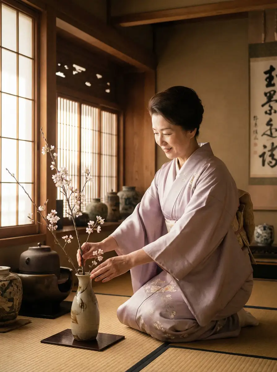 一位优雅的 《同人动漫》- 同人动漫高清播放~最新资讯同人动漫 在和室中插花
