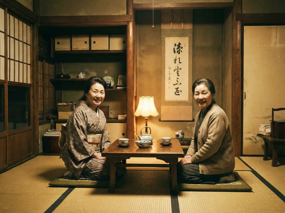 两位优雅的 《同人动漫》- 同人动漫高清播放~最新资讯同人动漫 在日式茶室中品茶交谈